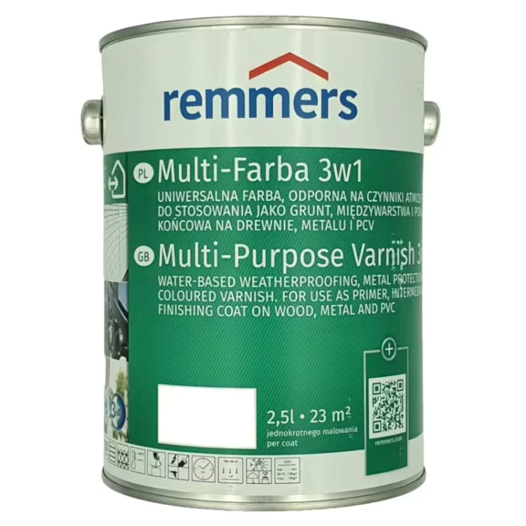 Multi-Farba Remmers 3w1 2,5 litra | biała | antracyt | jet black | ral 7016 | ral 9005 | ral 9016 | farba do pcv | farba do metalu