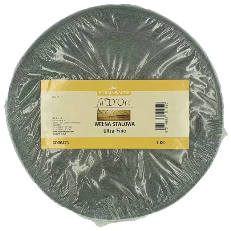 Borma Wachs Wełna Stalowa Ultra Fine – 1 Kg | wełna stalowa 0000 | Ultra Fine | wełna stalowa do polerowania | aplikacja wosków i olejów | Teichman