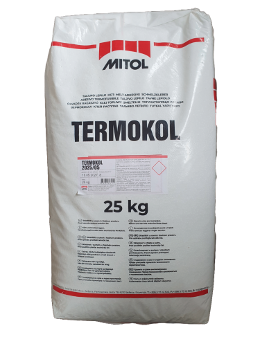 Klej termotopliwy Termokol 2025 05 Mitol 25kg | klej do okleiniarek biały | klej do obrzeży | mocny klej do obrzeży
