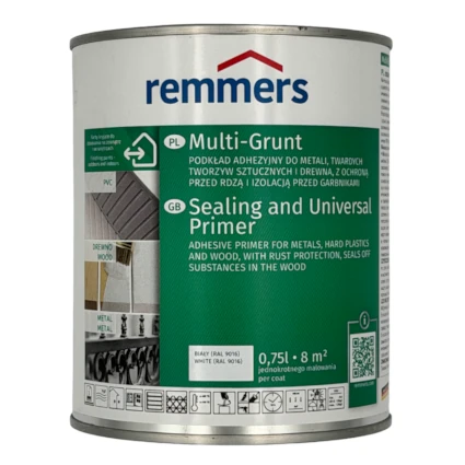 Remmers Multi-Grunt Biały RAL 9016 0,75 litra | do drewna | biała farba | do metalu | grunt