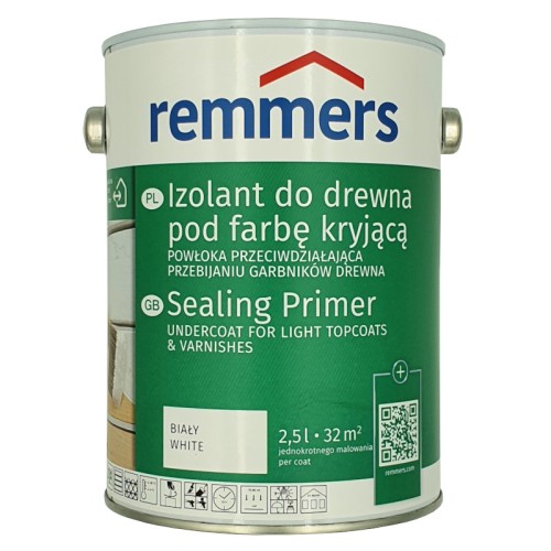 biały izolant do drewna pod farbę kryjącą remmers 2,5l | do drewna | farba do drewna