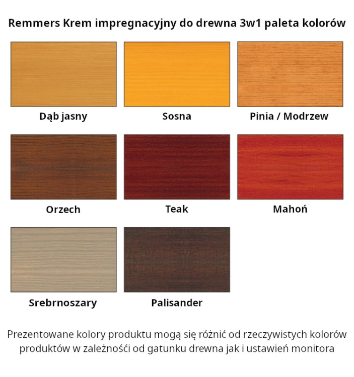 Krem impregnacyjny do drewna 3w1 remmers kolory | teak | modrzew | pinia | sosna | palisander | orzech | dąb jasny