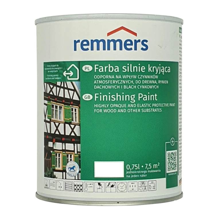 Remmers biała farba RAL9016 silnie kryjąca deckfarbe 0,75L