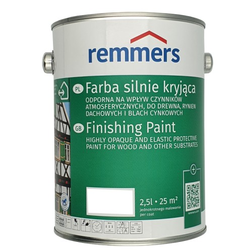 Remmers farba do drewna biała silnie kryjąca deckfarbe 2,5L | do okien | do drzwi | farba