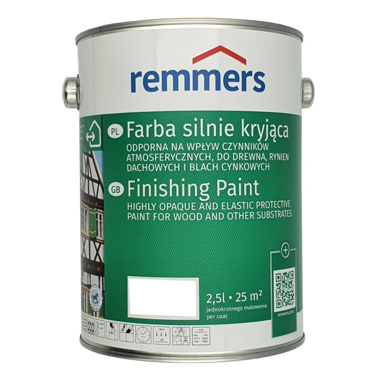 Remmers farba do drewna biała silnie kryjąca deckfarbe 2,5L | do okien | do drzwi | farba