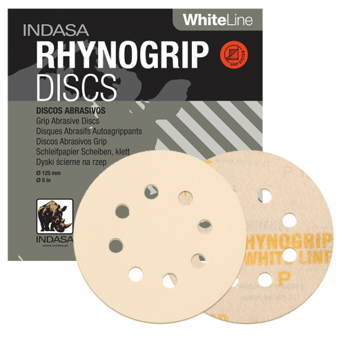 krążki ścierne 125mm 8h Indasa rhynogrip | P80 | P100 | P120 | P150 | P180 | P220 | P320 | P600 | P1200