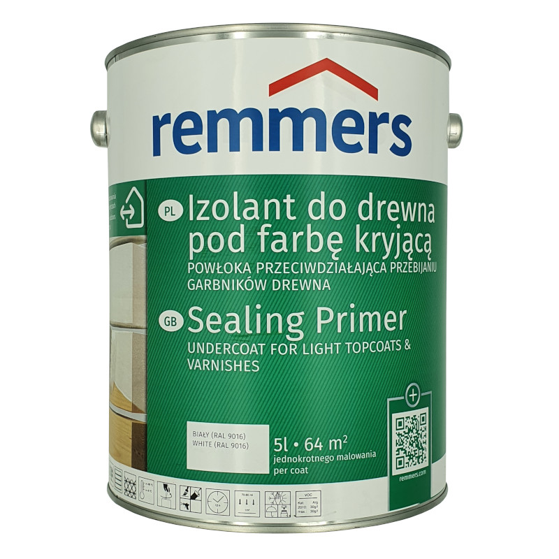 izolant do drewna pod farbę kryjącą remmers 5 litrów | biały | do drewna | silnie kryjący | teichman