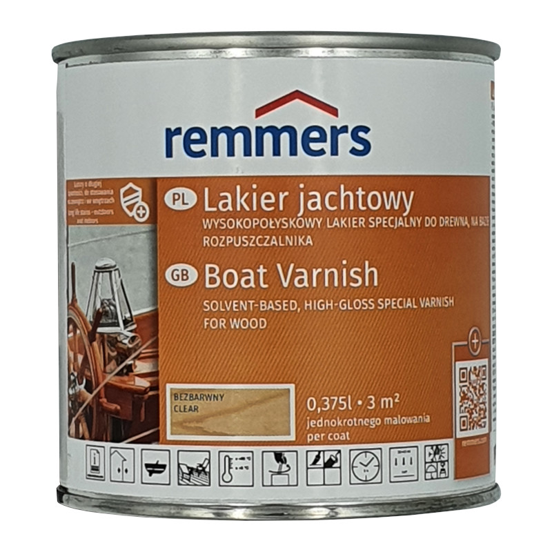 Lakier jachtowy | remmers | lakier do drewna | do wewnątrz | na zewnątrz | do mebli | 0,375l