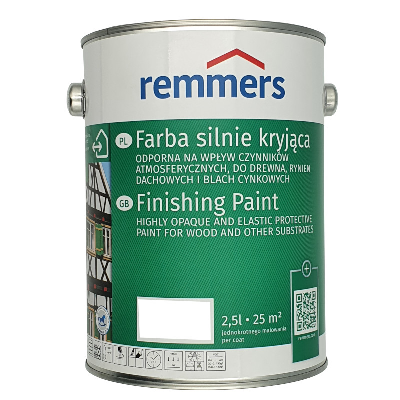 Remmers farba do drewna biała silnie kryjąca deckfarbe 2,5L | do okien | do drzwi | farba